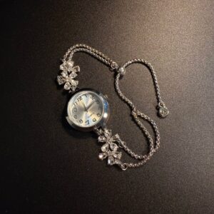Vintage Blossom Glow Silver Floral Stylish Ladies Bracelet Watch