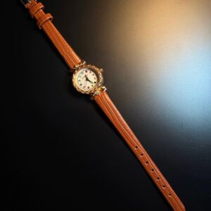 Vintage Tan Leather Retro Style Colored Diamond Brown Leather Strap Watch