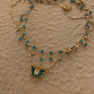 Alloy planted real gold  butterfly pendant necklace hypoallergenic accessories| Belle accessories