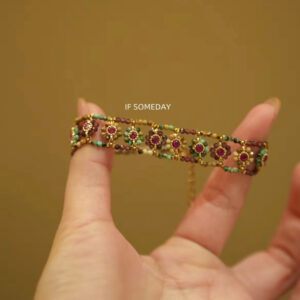 Natural stone titanium steel handmade bracelet with flower pattern |Belle accessories