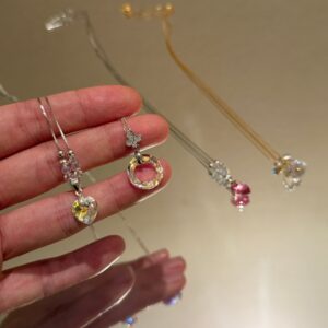 S925 sliver necklace with Swarovski crystal original designhy poallergenic accessories| Belle accessories