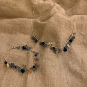 Natural gemstone aquamarine multi-gemstonehandmade bracelet and necklace| Belle accessories