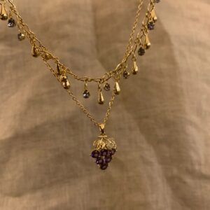 100211-Necklace accessories grape pendant two separate chain