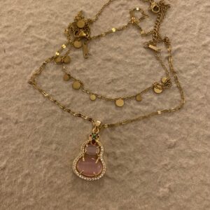 Pink Gourd Necklace Gourd symbolizes fortune and luck（福禄）