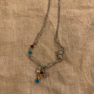 Summer hot girl style tassel necklace Alloy silver plating Alloy cross and flowers